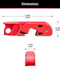 Top Shelf Hella Secure Red Circuit Breaker Lockout For Standard Single Double Toggle Boxes With Real Deal Grip Tight Design No Sweat Setup For Osha Compliant Lockout Tagout Safety Gear Pack Of 2 dimensions showing 5-1/8in length.
