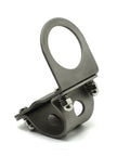 Sturdy 1 Inch and 0.87 Inch Tubular Motorcycle Handlebar Mounting Bracket Silver With Rubber Adapter Included Fits 25.4 mm and 22 mm Bars Durable Aluminum Clamp For Secure Mounting Of Accessories And USB Chargers, shown at angle showcasing screws and attachment points.