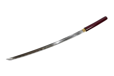 Burgundy Red Shirasaya Samurai Katana Dope Hand Honed High Carbon Steel Razor Sharp 27 Inch Blade