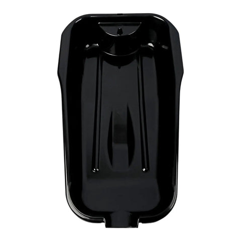 Premium Waste Oil Drain Basin For Car Repair And Motorcycle Maintenance Lightweight Portability. Black plastic drain pan with pour spout.