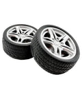 Close-up of 12 Piece RC Car Wheel Set With Rubber Tires And 3Mm Shafts For RC Cars Trucks Robots Boats And Helicopters Diy Model Building 48Mm Diameter