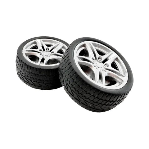 Close-up of 12 Piece RC Car Wheel Set With Rubber Tires And 3Mm Shafts For RC Cars Trucks Robots Boats And Helicopters Diy Model Building 48Mm Diameter