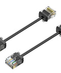 2-Pack Cat6 Ethernet Cables, Ultra Slim Flat Patch Cord, 15cm Short Length, 5mm Low-Profile Connectors, 10Gbps Speed, Black