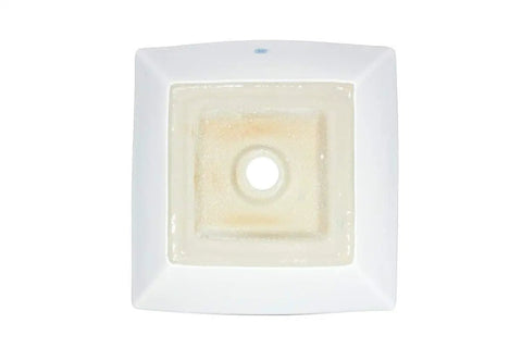 Top view of Castle 16.5 Inch Square White Vitreous China Vessel Sink For Countertop With Overflow, ASME Grade A Durable Craft