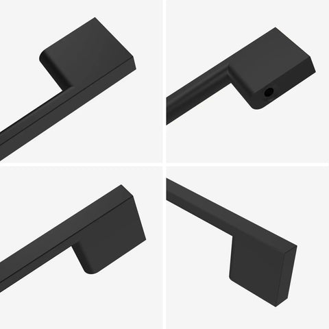 Heavy Duty Matte Black Cabinet Pulls 5 Inch Hole Center Zinc Alloy Kitchen Drawer Handles Top Shelf Tight Modern Cupboard Hardware Set Of 10 Built For Real Life with detailed angles.
