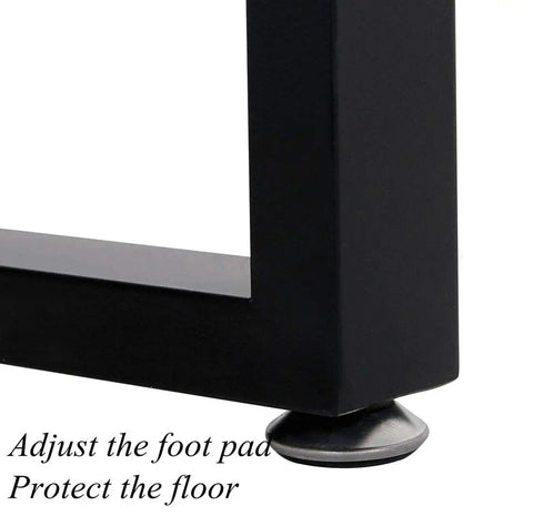 Adjustable foot pad of Heavy Duty Black Metal Table Legs 28 Inch High By 24 Inch Wide For Dining, protecting the floor.