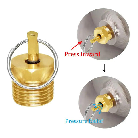 Brass Drain Cock One-Half Inch Male Heavy-Duty Pressure Relief Valve For Tank Drain And Safety With Stainless Steel Pull Ring demonstration