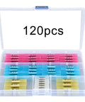 Heavy Duty Heat Shrink Butt Connectors Kit With Thick Copper Core Color Coded Sizing For Boat Truck Marine Wire Wiring Harness Projects That Are Totally Tough And Super Reliable For Long Lasting Waterproof Seals, 120pcs kit in case