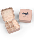 Open and closed views of Pink Corsair Aircraft Jewelry Travel Case Plush Lined Compact Organizer For Travel