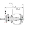 Technical drawing of 50mm EDF Brushless Motor With 4900KV On 3S LiPo For RC Jet Aircraft dimensions and specifications.