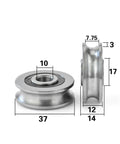 Premium Road Ready Heavy Duty Ball Bearing V Groove Wheel Smooth Operator Steel Caster Pulley Assembly For Sliding Gates Industrial Trolleys 10Mm Guide Rail dimensions with measurements.