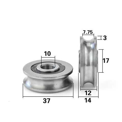 Premium Road Ready Heavy Duty Ball Bearing V Groove Wheel Smooth Operator Steel Caster Pulley Assembly For Sliding Gates Industrial Trolleys 10Mm Guide Rail dimensions with measurements.