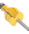 Heavy Duty Quarter Inch Shank Router Bit For Picture Frame Molding With Tough Alloy Blade Dang Smooth CNC Woodworking Cutter For Real Wood MDF Plywood, showing a yellow steel cutter.