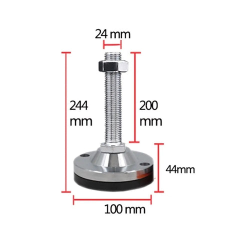 Pro Grade Heavy Duty Adjustable Leveling Feet M24 M30 with 244mm height, carbon steel, perfect for stabilizing furniture.