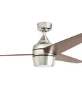 52 Inch Ceiling Fan With Light And Remote Control For Large Indoor Rooms, brushed nickel style, 3 blades in brown maple and black finishes.