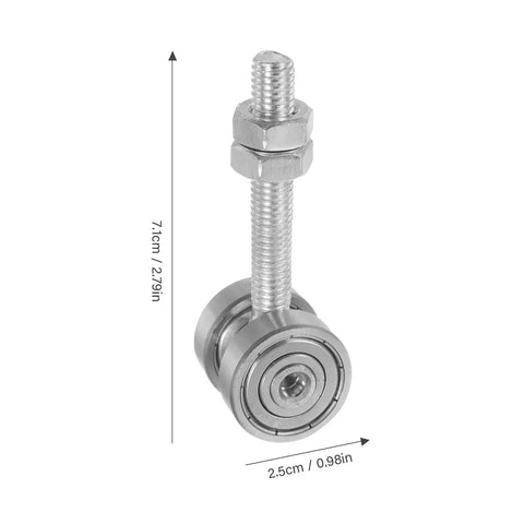 Heavy Duty Double Ball Bearing Sliding Door Rollers With Bulletproof Steel Trolley and Smooth Glide for Patio Doors showing a close-up of the steel wheel and bolt.