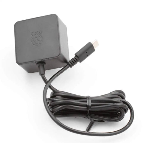 USB C Power Adapter For Pi 4 B With 5.1V 3A Output, 15.3W Fast Supply, 1.5 Meter 18AWG Cable, Black Finish, Reliable Power Brick