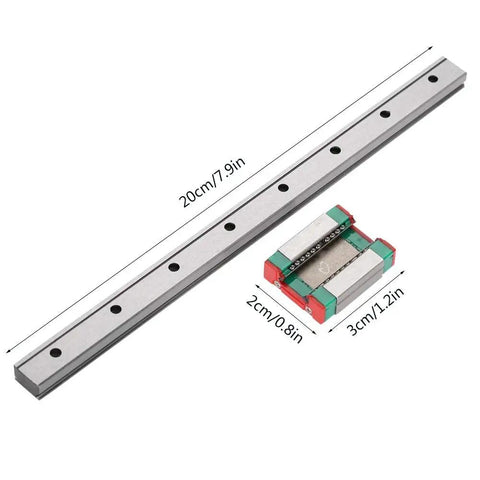12mm Linear Rail Kit With Slide Block For Precision Motion Heavy Duty Build Bearing Steel Track 200mm Length Four Point Load Design