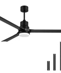 52 Inch Grey Ceiling Fan With Light And Remote, Modern Retro Vibe With 3 Solid Wood Blades, Noiseless DC Motor