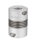 4 Pack Bellows Shaft Coupler 5mm Bore Aluminum Flex Connector D25 L37 Series For Servo Motors showing metal construction and screw detailing.