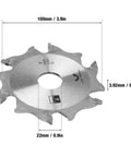 Heavy Duty Carbide Biscuit Jointer Blade 100mm OD 22mm ID 3.92mm Thick dimensions showing precision cutting edges.