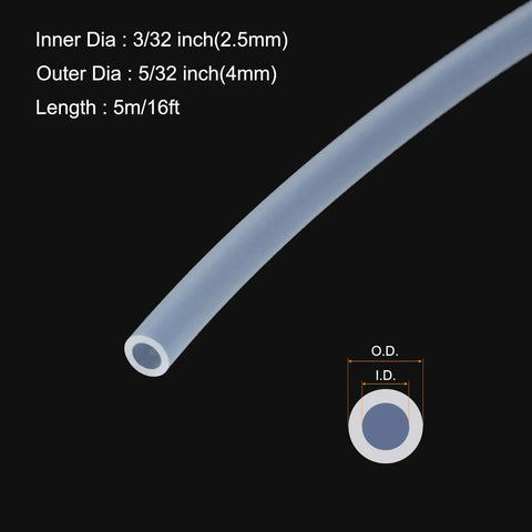 16 Ft Clear Silicone Tubing 3/32 Inch ID 5/32 Inch OD High Temperature Flexible Pure Silicone Hose cross-section view