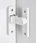 Heavy Duty White Zinc Alloy Barn Door Latch Hardware For Sliding Wooden Doors, close-up of latch mechanism.