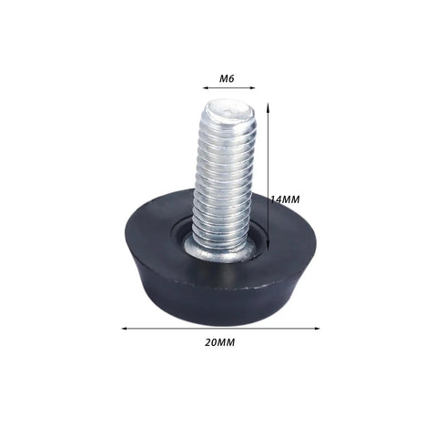 Durable Threaded Leveling Feet for Furniture Workhorse, Screw On Adjustable Glide Foot Levelers M6 with Black Base