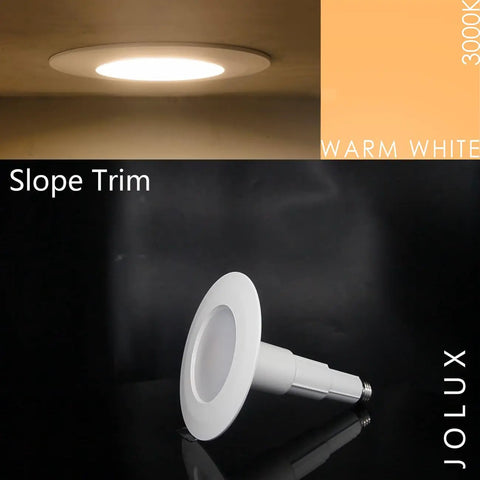 4 Inch Adjustable LED Can Light Retrofit Kit With Bevel Trim 3000K Warm White 500 Lumens 8.5W installed and detached view