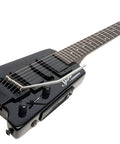 Spirit GT Pro Deluxe Black Electric Guitar With Gig Bag Maple Body Locking Tremolo R Trem System Humbucker Neck Pickup And Single Coil Middle Pickup Lightweight Built For Stage Ready Studio And Street Jams, black headless electric guitar on white background