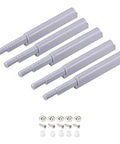 Smooth As Butter Push To Open Cabinet Latches in gray, five pack with installation hardware and screws.