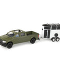 1/32 Scale Green Pickup Truck With Horse Trailer And Figures Farm Playset For Ages 3 Plus, Realistic farm vehicle toy