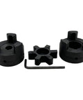 Flexible 3 Piece L Jaw Coupling Set With Rubber Spider For Log Splitter 7 Sixteenths To 7 Eighths Inch Bore HT250 Cast Iron Multi Flex L075