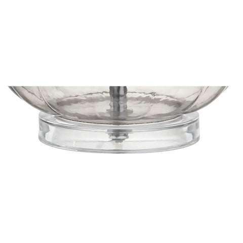Base detail of Smoke Gray Glass Teardrop LED Table Lamps Set of 2, 28.5-Inch Tall with White Linen Shade, modern glass design.