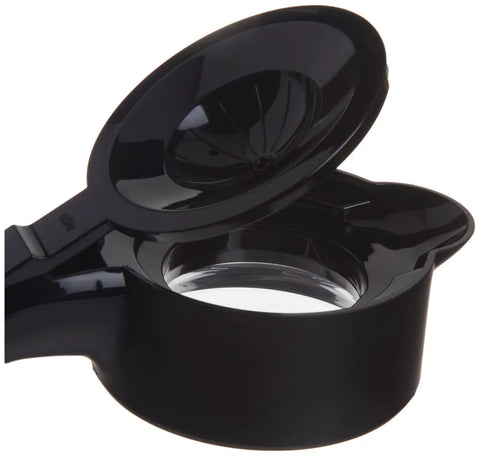 MultiServe 10 Cup Replacement Carafe For Coffee Makers Black With A Narrow Moisture Trapping Design shown with open lid