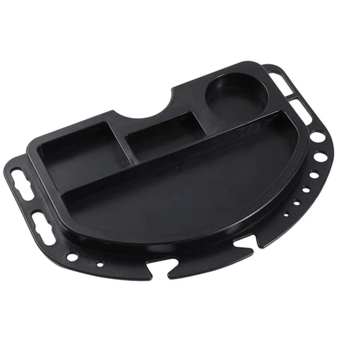 Black PC plastic Bike Repair Tray Tool Holder for Bike Repair Stands, with sections for tools, 9.64x6.10 inches