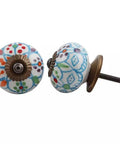 Fifty Pack Multicolor Ceramic Floral Kitchen Cabinet Knobs And Drawer Pulls For Bedroom Dresser Doors with detailed floral design.