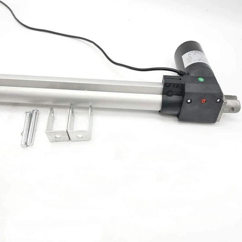 Heavy Duty 12V Linear Actuator With 1320 Lbs Push Pull Load And 24 Inch Travel Stroke with mounting brackets and hardware.