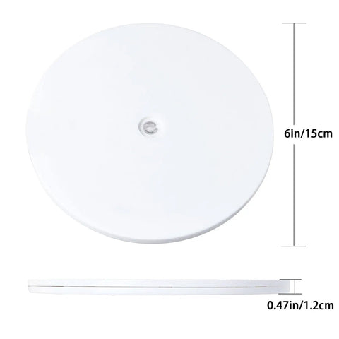 6 Inch White Acrylic Lazy Susan Turntable With Ball Bearing Swivel For Smooth 360 Degree Rotation, Great For Spice Racks