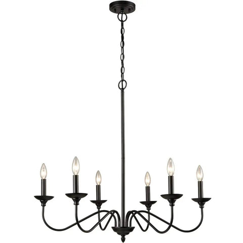 Dope Modern Farmhouse Black Chandeliers For Dining Room Wrought Iron Candle Chandelier With Chain 6 Light Fixture Hanging