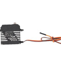 Heavy Duty Digital Servo With Killer Torque And Full Metal Gears Built Tough For 1/8 1/10 1/12 RC Car Crawler Trucks And Robots side view with cable.