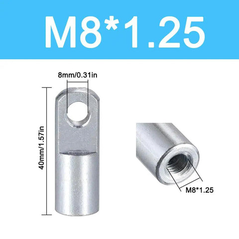 4 Pack Air Cylinder Rod Clevis End Connectors M8x1.25 Female Thread 40mm Length Ideal For Pneumatic Cylinders Foot Mounting Work, shown with M8*1.25 thread and 40mm size