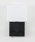 Black Finish Wall Sconce With White Textile Shade, On Off Switch, Sleek Modern Nightstand Lamp For Bedroom And Bedside Reading