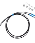FT610 Diffuse Reflective Optical Fiber Sensor with 1M line, 2mm outer diameter, and M6 probe, shown coiled with nuts and washers.