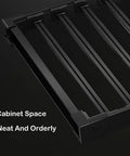 Close-up view of Expandable Trouser Rack With Silent Glide Rails And Drawer Pants Hanger System for organized cabinet storage.