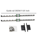 Precision Linear Slide Rail 300mm Chrome Steel Guide System with brackets and hardware for DIY projects.