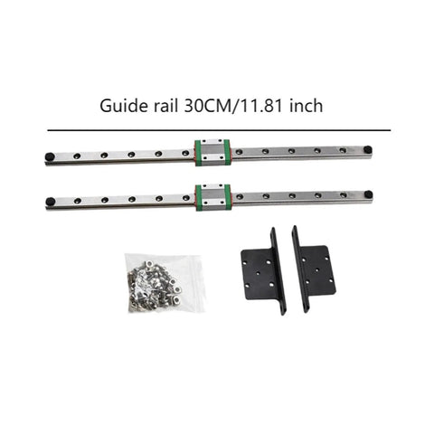 Precision Linear Slide Rail 300mm Chrome Steel Guide System with brackets and hardware for DIY projects.