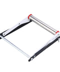 Kickass Foldable Cutting Machine Stand With Balanced Lift System No Sweat Material Handling Portable Steel Workbench Rig For Tight Job Sites Quick Setup Pro Gear showing the adjustable metal frame and roller.