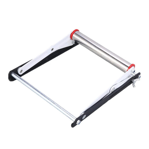 Kickass Foldable Cutting Machine Stand With Balanced Lift System No Sweat Material Handling Portable Steel Workbench Rig For Tight Job Sites Quick Setup Pro Gear showing the adjustable metal frame and roller.