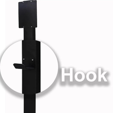 Heavy Duty Galvanized Steel EV Charger Holder Stand With A Tough Waterproof Cover Box For Outdoor Garages And Workplace Parking Lots showing hook detail.